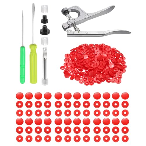 Boutons-pression T5 rouge plastique avec pince pour bavoirs faits maison et couches lavables