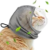 Adjustable Cat Muzzle for Grooming and Biting Prevention, Breathable TPU Material with 4 Anti-Scratch Gloves for Nail Trimming Bathing Vet Visits