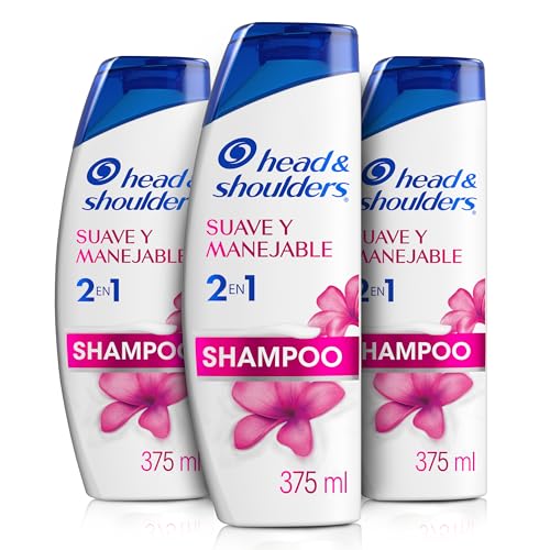 Head & Shoulders Shampoo Suave y Manejable, 2 en 1, 375 ml, 3 unidades