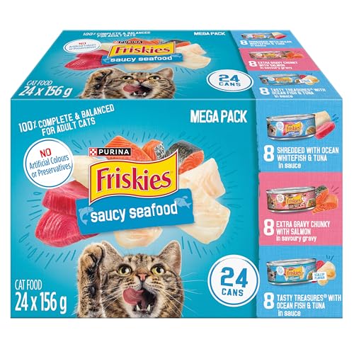 Friskies Saucy Seafood Wet Cat Food, Variety Pack 3 Flavours - 156 g Can (24 Pack) image 3