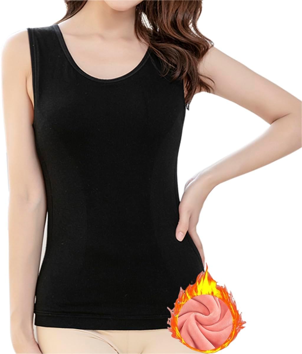 HSR Womens Thermal Fleece Lined Underwear Tops Camisole Apricot Sexy Stretchy Slim-Fit Tank Top Warm Base Velvet Touch Layer Vest (Free Size) (Bust Size : 66 to 90 CM) Stretchable - Image 2 thumbnail