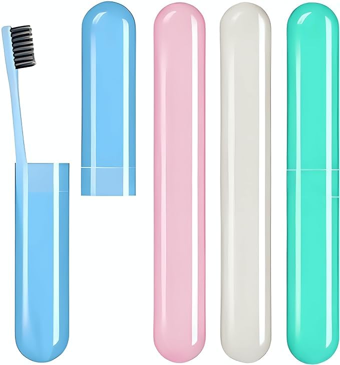 Rainbow Travel Toothbrush Case Set, Colorful Plastic Protective Holders for Dental Care, 6 Pack-image-24