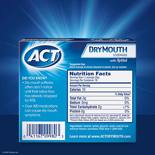 image for ACT Total Care, Dry Mouth Lozenges, 18 Count (Pack of 6), Soothing Min