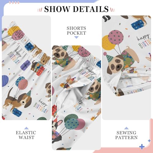 ZZXXB Happy Birthday Bulldog Boys Long Pants Soft Trousers Elastic Waist Kids Lounge Bottoms with Pockets S-XL4