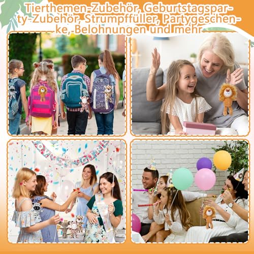 Mini Plüschtiere,14 Stück Mini Kuscheltier, Kleine Stofftiere, Mitgebsel Kindergeburtstag Gastgeschenke, Weihnachten Füllung, Tombola Preise, Plüsch Schlüsselanhänge, Kleine Geschenke für Kinder