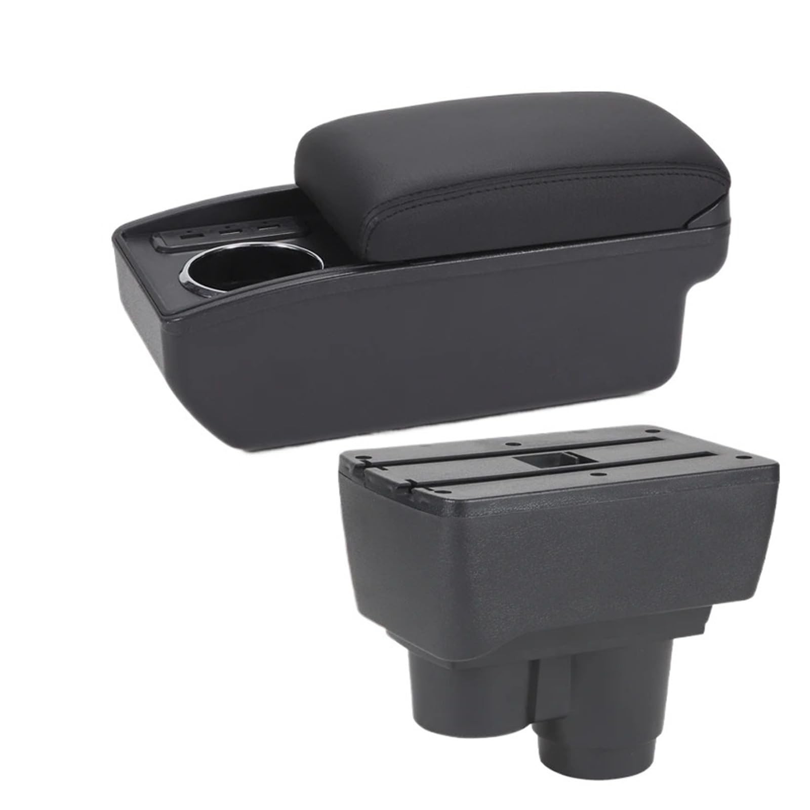 Umdjju B2 Black Line 6Usb For Duster 2019-2024 Armrest Dedicated Retrofit Interior Storage Box Car Accessories Car Centre Console Armrest Box(B2 Black Line 6Usb)