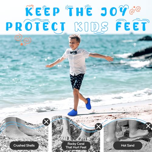 Image of Kids Boys Girls Swim Water Shoes, Toddler Kids Swim Water Shoes Non-Slip Quick Dry Beach Shoes,Barefoot Sports Shoes Aqua Socks for Beach Outdoor Sports