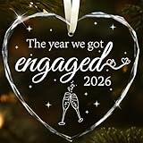Engagement Gifts for Couples 2026, Gift for Newly Engaged Couples, Happy Engagement Gift for Her, Women, Friends, Bride to Be Gifts, Christmas Ornaments, Crystal Glass Engaged Ornament 2026