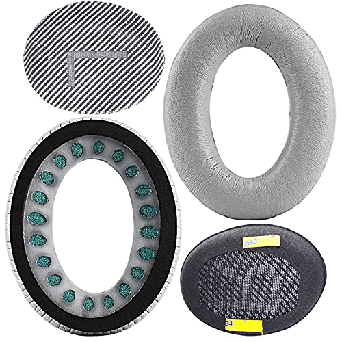 QC35 Replacement Pads QC35 ii Earpads Ear Cushion Parts Headphone Kit Covers Leather Accessories Compatible with Bose Quietcomfort 35 ii Wireless Headphones .(Silver)
