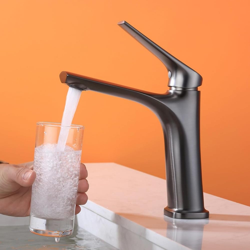 Robinet d'évier mitigeur lavabo gris mitigeur salle de bain eau chaude froide