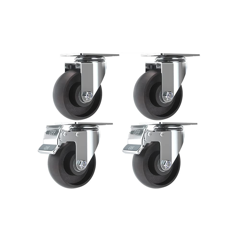Rotelle Per Impieghi Gravosi Ruote In Ghisa 3" (75mm) 4 Pollici (100mm) Universali Doppio Cuscinetto Girevoli Resistenti Alle Alte Temperature Ruote Per Forno Con Freni Capacità 600KG (4 Pezzi)