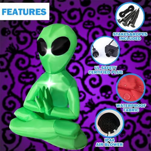 Décoration d'extérieur gonflable pour Halloween extraterrestre LED de cour - 6