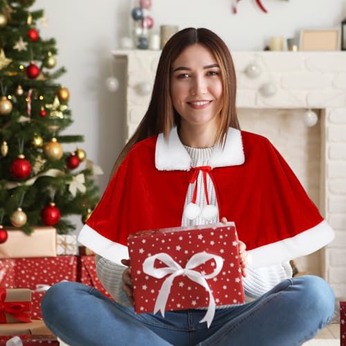 QIZHIQIAMY Weihnachtsmantel Rot Weihnachtsumhang Weihnachtsmann Umhang Nikolaus Umhang Weihnachten Samt Mantel Weihnachts Cape für Weihnachtsfrau Kostüm Damen (Nur für Kinder ab 14 Jahren geeignet)