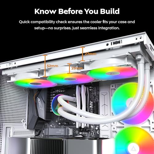 Image of MONTECH LightFlow ARGB 360 CPU Liquid Cooler, 360mm AIO with Infinity Mirror Design, 3100RPM Pump, 3x120mm ARGB Fans, Intel & AMD Support (White)
