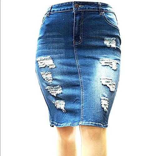 Jack David Women's Plus Size Blue/Black Soft Curvy Stretch Denim Jeans Skirt4