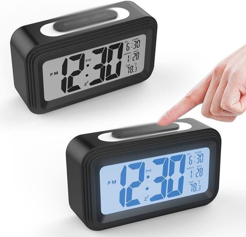 Reloj despertador digital con pantalla LCD grande electrónica con retroiluminación de repetición