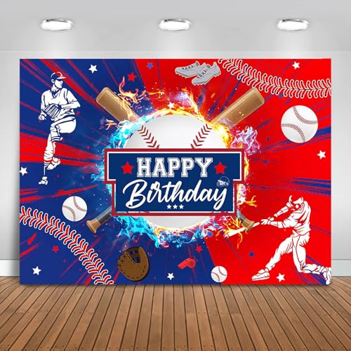 Fitumiw Baseball Birthday Backdrop 7x5ft Baseball Happy Birthday Photography Background Party Decorations Boys Sports Party Banner Photo Booth Props