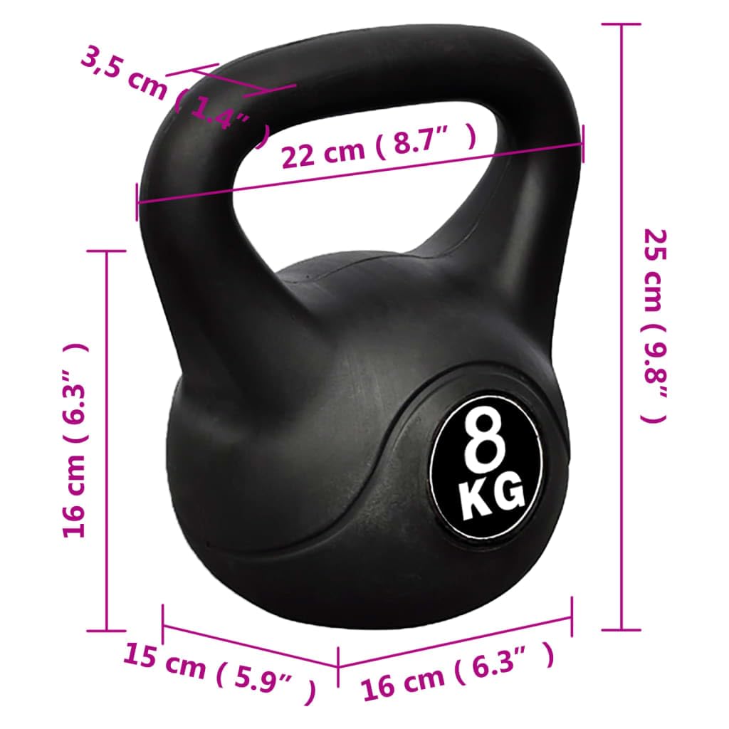 Kettlebell da 12 kg in plastica e cemento, compatto per allenamento di forza a casa e in palestra, per esercizi con manubri, kettlebell e costruzione muscolare