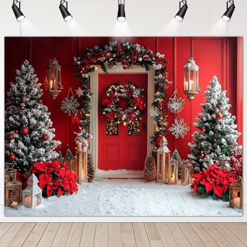 Amazon.com : Avezano 8x6 ft Christmas Backdrop for Photography Red ...
