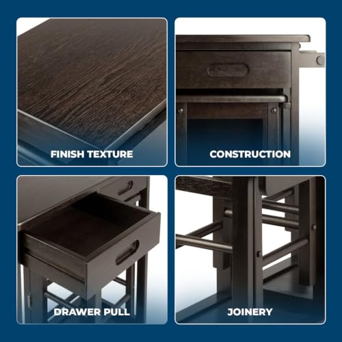 Image of Winsome Suzanne Kitchen Table Set with Stools, Coffee, 33 inch
