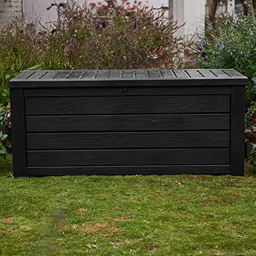 Keter Westwood Outdoor Resin 150 Gallon Deck Storage Box Organizer For Patio Furniture, Pool Toys And Yard Tools With Bench, Dark Gray (2 Pack) #TOP6