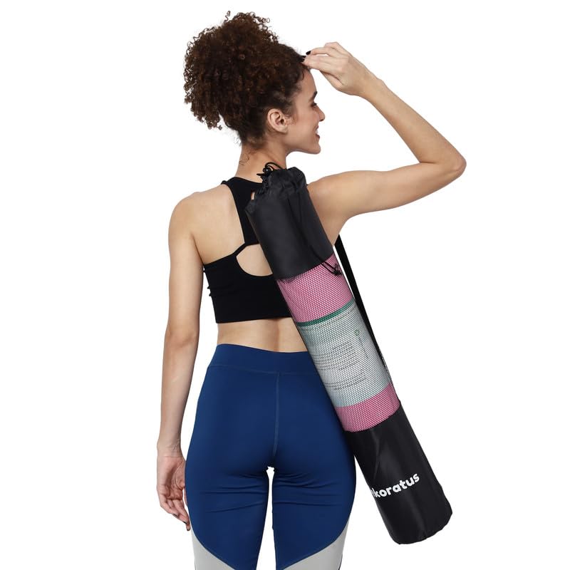 Image of Extra Wide Non Slippery TPE 6ft x 2.62ft x 6mm Yoga Mat for men, Women and Kids with hopscotch Play mat comes with Wooden Marker and bag cover - Pink
