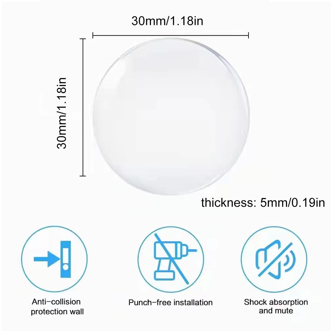 Butée De Porte Adhésive Transparentes, 4 Pièces Butée De Poignée De