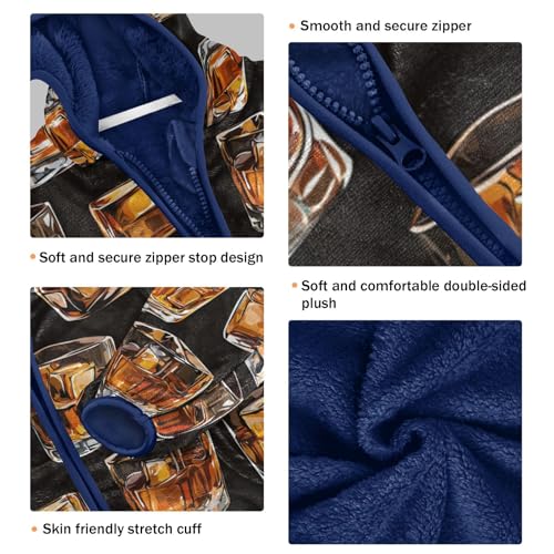 Whisky Glass Black Girls Fleece Jacket Girls Fall Jacket Boys Coats Zip Up Hoodie Children Sherpa Warm Outerwear 2-10T3