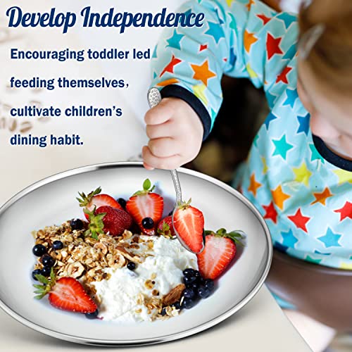 Haware 6-Piece 18/8 Stainless Steel Plates, Metal 304 Dinner Dishes For Kids Toddlers Children, 9 Inch Feeding Serving Camping Plates, Reusable Dinnerware, Shatterproof & Non-Toxic, Dishwasher Safe #TOP3