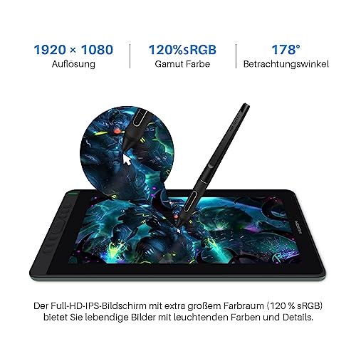 HUION Kamvas 13 Grafiktablett mit Display, 13,3 Zoll Volllaminatbildschirm Pen Display, 8...