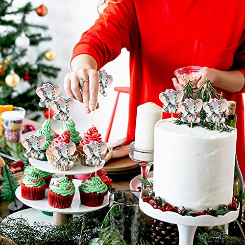 36 Pieces Elephant Cupcake Toppers For Baby Shower Baby Girl Birthday Party Supplies Cake Decorations Cute Baby Shower Cupcake Picks Baby Girl Cupcake Toppers (Pink) #TOP4