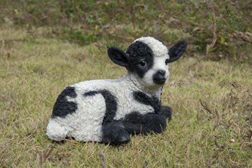 Hi-Line Gift Ltd. Small Black & White Baby Lamb Lying Down,Black; White #TOP1
