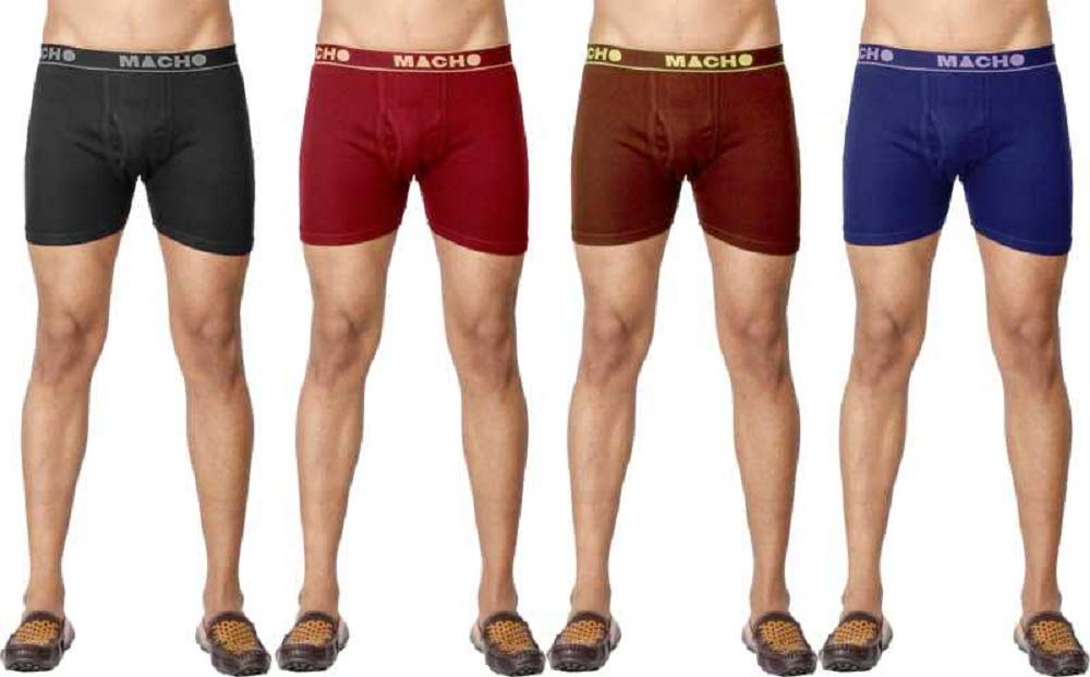 macho Men's Long Cotton Fine Trunk Pack of 4 (Multi Color), 90 cm-picture-32