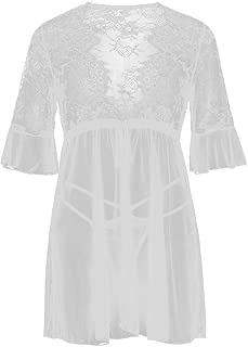 Pajamas Plus Size Plus Size Lingerie for Women Sexy See Through Rose Cami Set Sheer Mesh Top Pajamas Sleepwer - coolthings.us