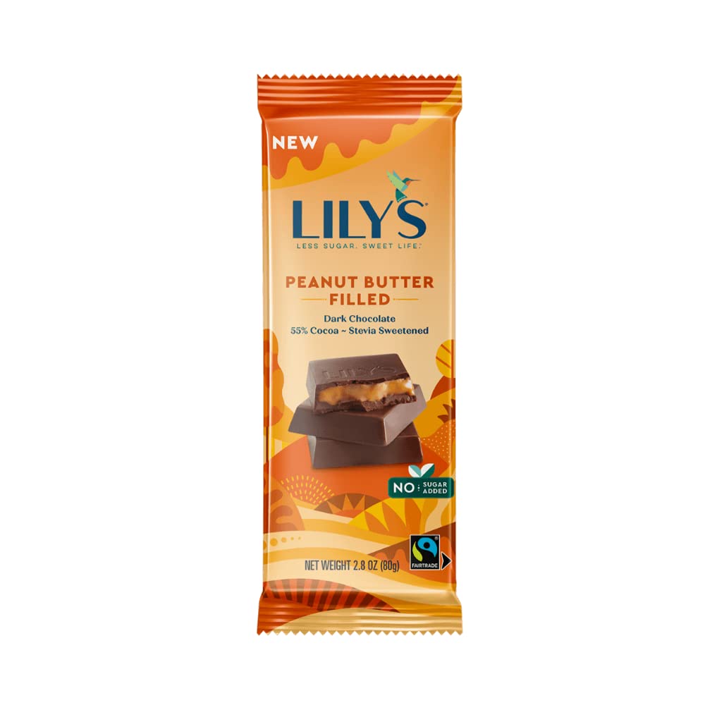 LILYS CHOCOLATE Peanut Butter Filled 55% Dark Chocolate Bar, 2.8 OZ