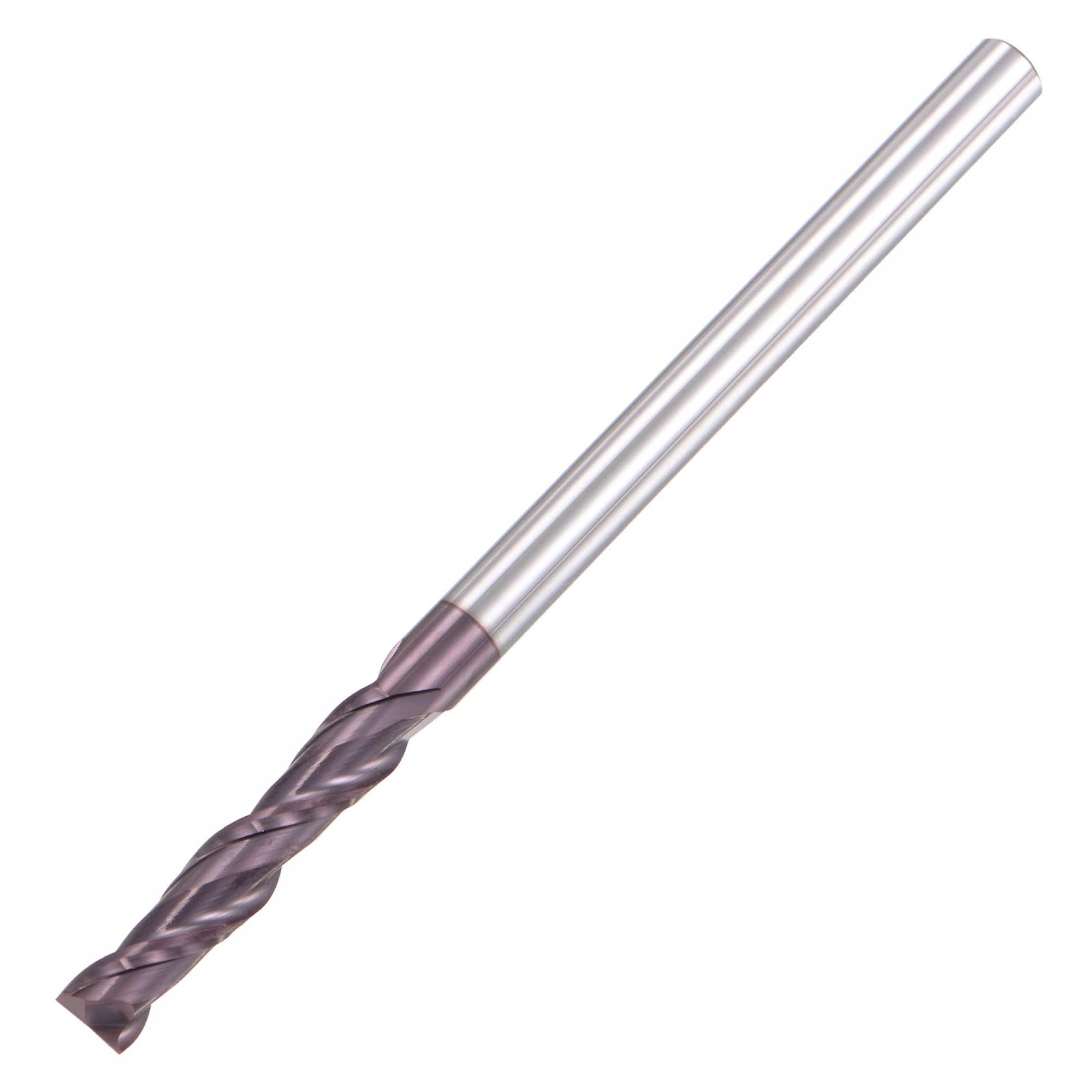 sourcing map Carré Nez Fraise à Queue 6mm Pointe Diamètre Solide Carbure AlTiN Enduit CNC Routeur Bits 2 Cannelure Spirale Fraisage Fraise HRC55 avec 6mm Queue 100mm Longueur