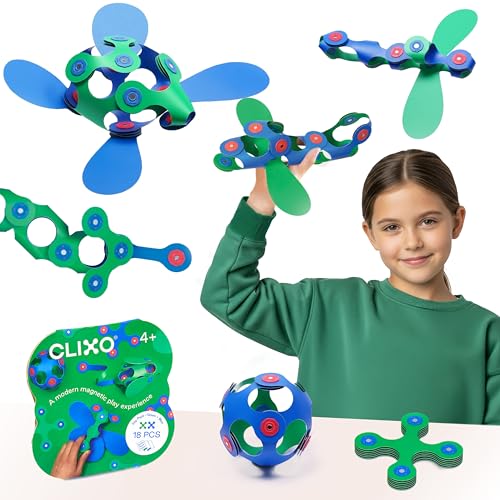 Clixo Grab & Go Magnetic Toy for Kids - Flexible, Durable, Imagination-Boosting Magnet Building Toy. An Educational Multi-Sensory STEM Experience. Great as a Travel Game. For Ages 4-99. 18 Piece Pack