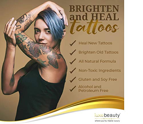 Luxe Beauty: Tattoo Recovery & Brightening Cream - Revitalize Your Tattoos - 2 fl oz - Non-Toxic Formula - Assists In Improving Appearance Of Old Tattoos - Helps Heal New Tattoos Luxe Beauty: Tattoo Recovery & Brightening Cream - Revitalize Your Tattoos - 2 fl oz - Non-Toxic Formula - Assists In Improving Appearance Of Old Tattoos - Helps Heal New Tattoos