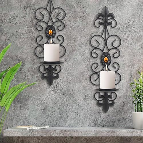 Bougeoirs muraux en métal rétro avec diamants pour décoration de mariage - 4