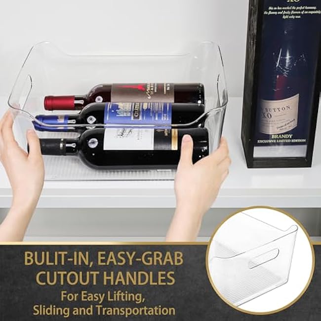 Tiawudi 6 Pack Plastic Storage Bins, Extra Large Pantry Organizer, 13.5 x 10 Clear Storage Containers and Organizer Bins, Multi-Use Bins for Home, Kitchen, Closet and Cabinet