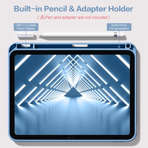 Image of Wenlaty Compatible with iPad A16 11th Generation Case 11 Inch 2025, for iPad 10th Generation Case 10.9 Inch 2022 with Pencil Holder, Trifold Stand Protective Clear Back Shell, Auto Wake /Sleep,Bluemist