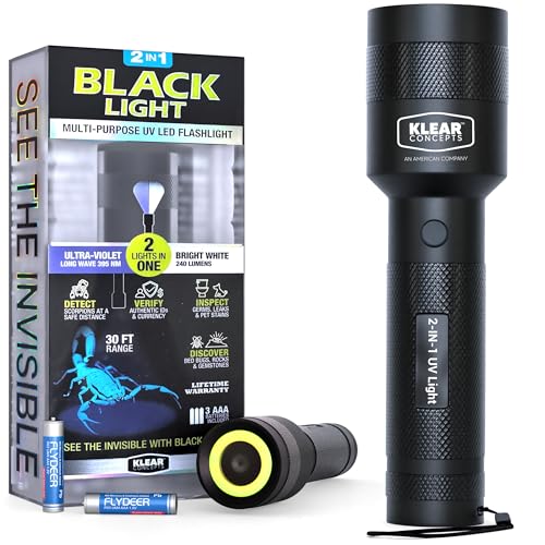 UV Flashlight, 2-in-1 Blacklight & White Light Mode, 395nm UV, 240 Lumen
