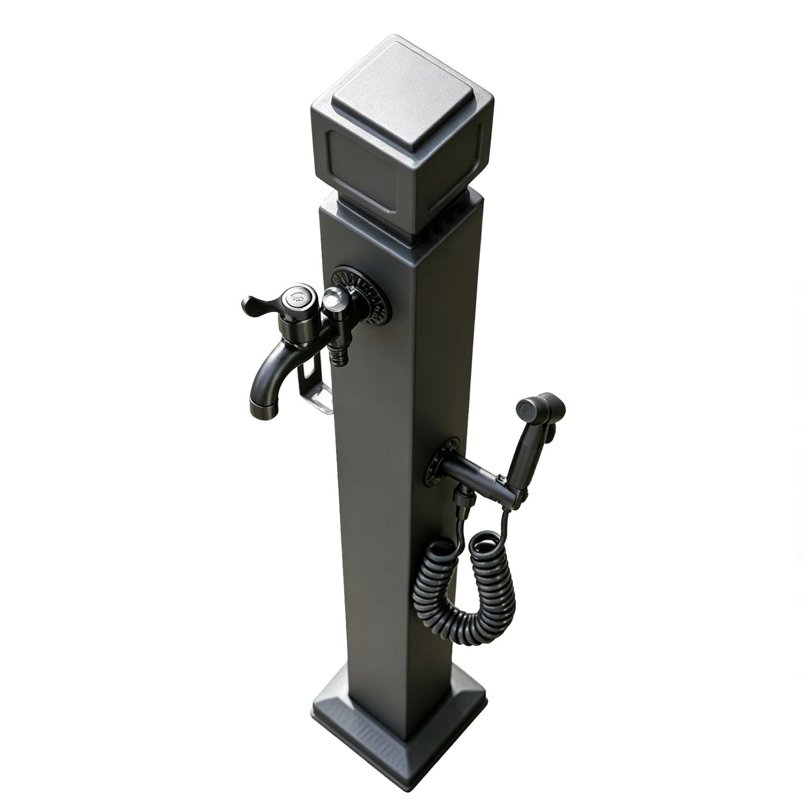 Gaommini Style 5 304 Stainless Steel Water Tap Cylindrical Vertical Garden Water Column, Freestanding Hose Stand With Faucet, Water Fountain Yard Hydrant For Irrigation/Washing(,Height: 80Cm/31.5In)