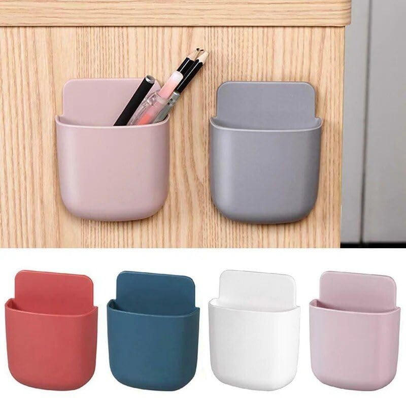 krurotza Remote Control Holders Set Wall Mount Organizer | Adhesive Pen & Remote Holder for Home, Office, School | Sticky Wall Pocket for Phone, Charging Cables | Multicolor (4, MULTICOLOR)-image-3