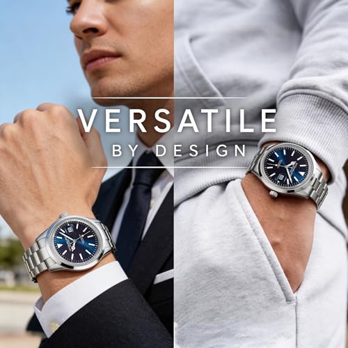 Montre à quartz pour homme bracelet acier inoxydable étanche avec dateur