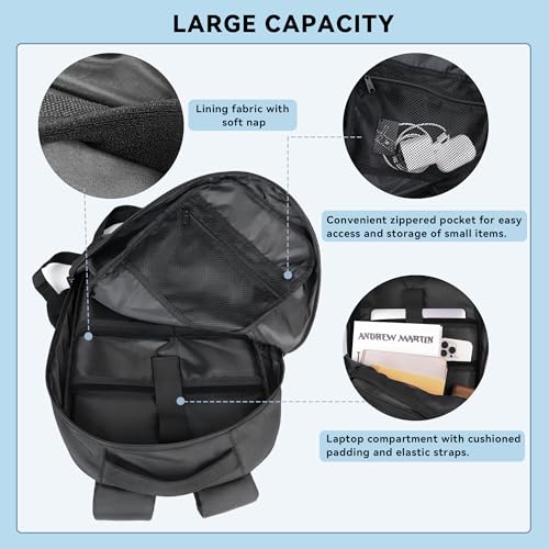 Zavothy Lightweight School Bag with Laptop Compartment, 15.6 inch Business Computer Backpack, Water-Resistant Small Daypack for Women and Men - Black3