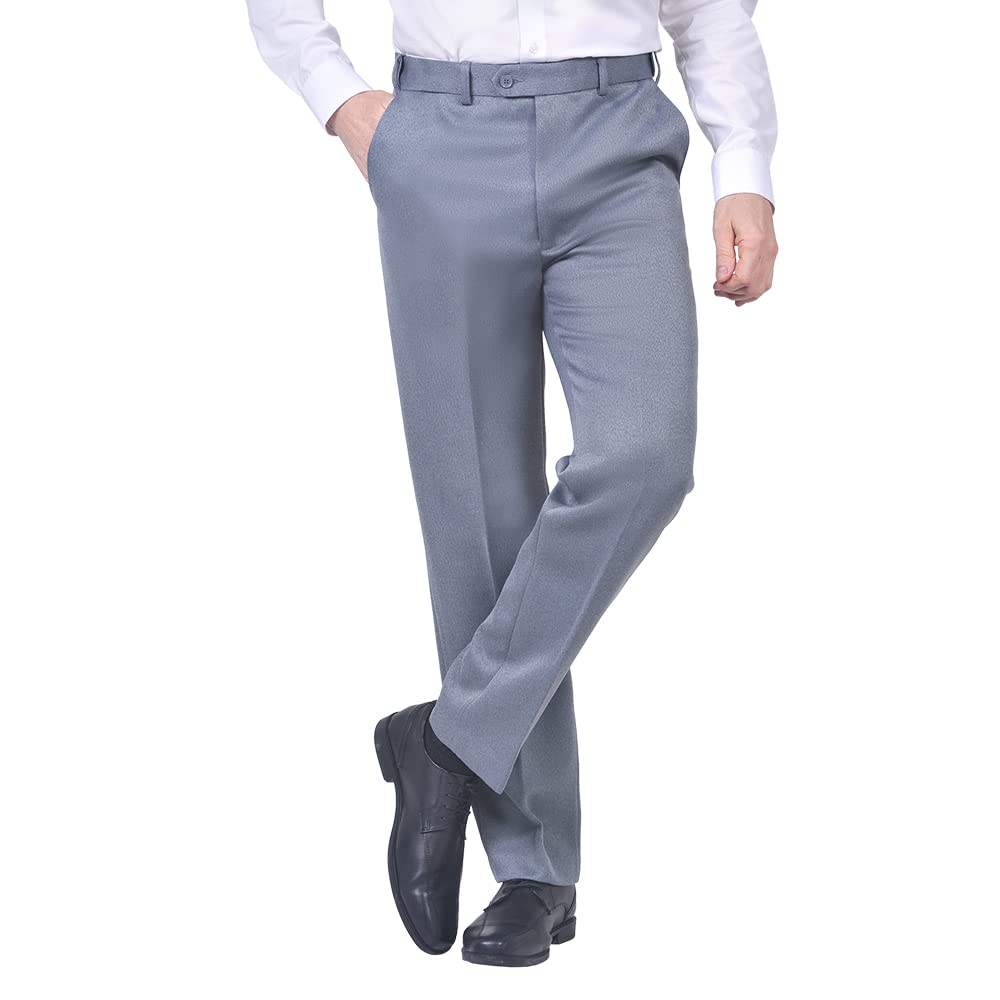 James Holton Men's Straight Fit Elasticated Waist Cavalry Twill Trousers Pants Grey 44 Waist & 27 Inside Leg