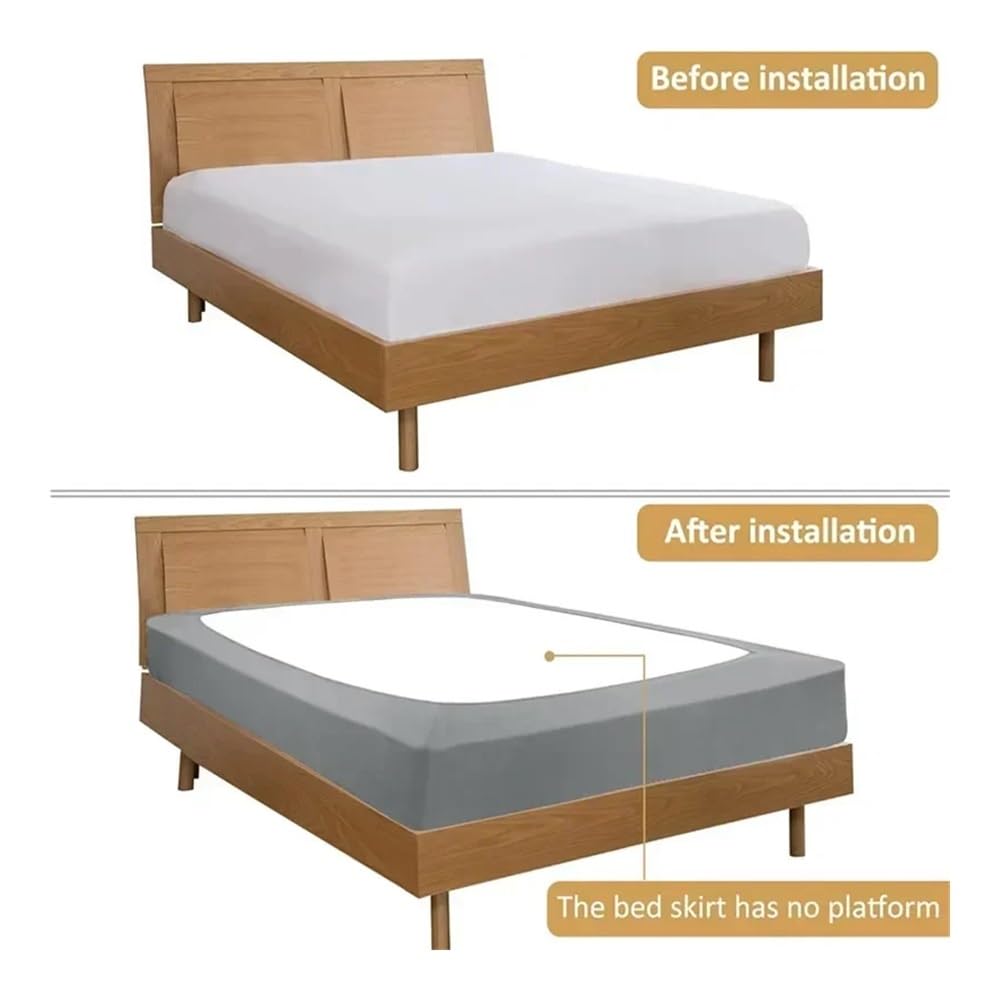 Boxspring-Abdeckung um Bettkasten, Matratzenschutz, 4 Seiten, elastisches Bettkasten-Set für Doppelbett, Doppelbett, Queen-Size-Bett, King-Size-Bett (dunkelgrau, King-Size-Bett: 200 x 200 cm)