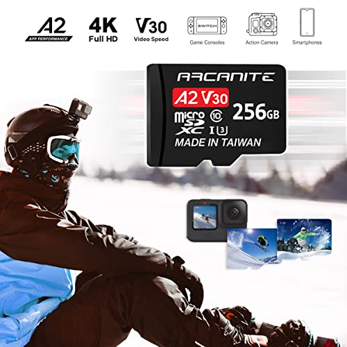 【Amazon.co.jp 限定】アルカナイト(ARCANITE) 256GB microSDXCカード 【A2】、UHS-I U3、V30、4K、C10、SDアダプター付き - AKV30A2256