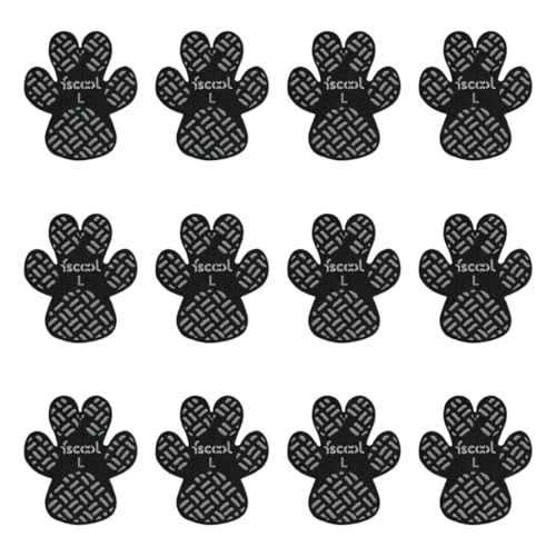 Paquete de 12 almohadillas antideslizantes para patas de perro (para control de tracción), calcetines antideslizantes de gel autoadhesivos, calcetines antideslizantes para perros y gatos (negros)